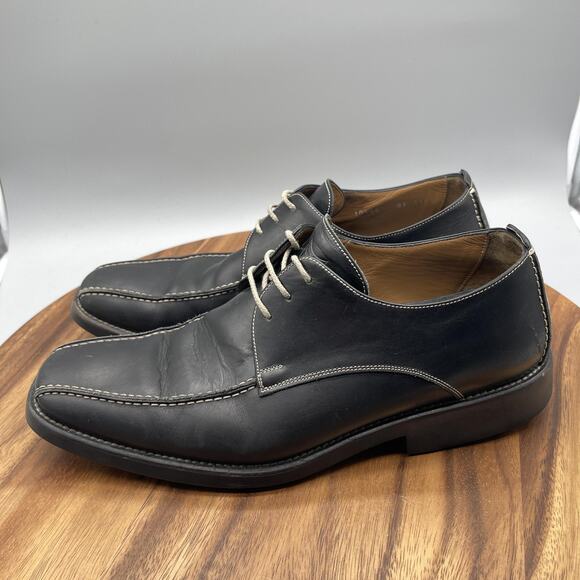 Toschi Oxfords Mens 9.5 Black Leather Carbonlite CIS Italy Dress Shoes Comfort - Picture 3 of 10